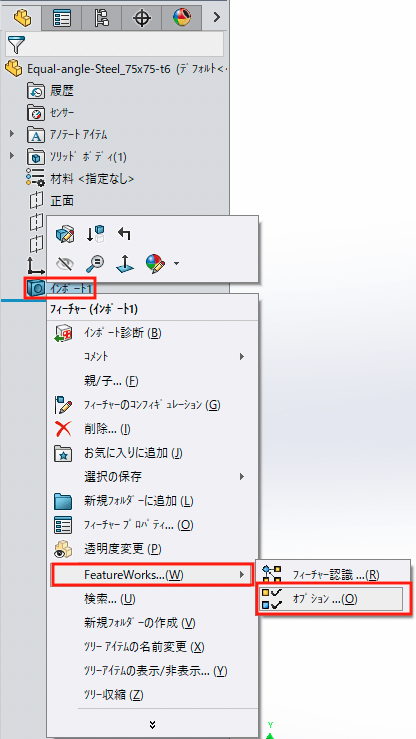 FeatureWorksオプション