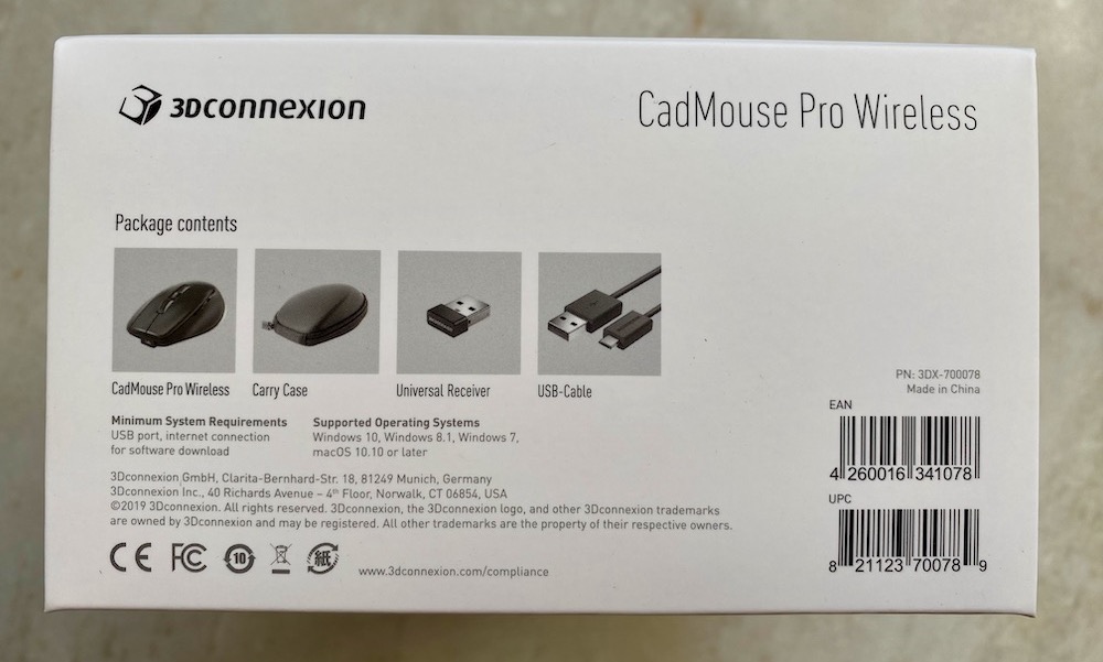 CadMouse pro Wireless 3DX-700078_外箱 底面