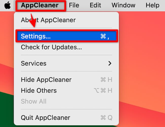 AppCleanerの設定を開く