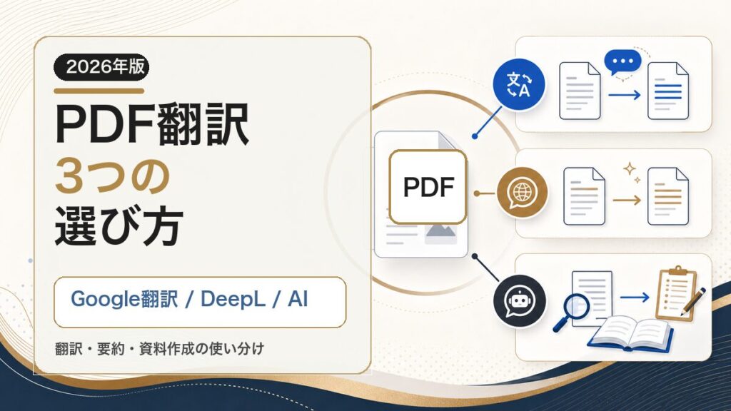 PDF翻訳でGoogle翻訳、DeepL、AIを使い分けるイメージ